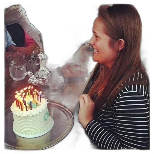 fire, woman, smiles, birthday transparent PNG cut-out