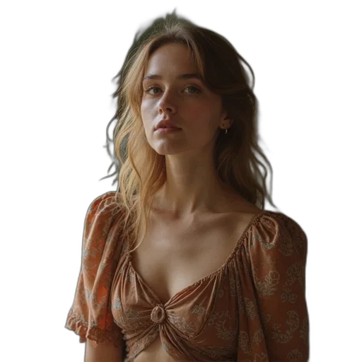 dress, jewelry, hair, face transparent PNG cut-out