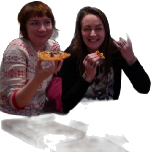 food, two, women, enjoying transparent PNG cut-out