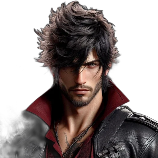 jacket, face, hair, photorealistic transparent PNG cut-out