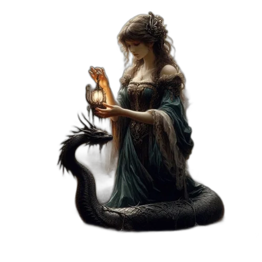 dragon, creature, dress, jewelry transparent PNG cut-out