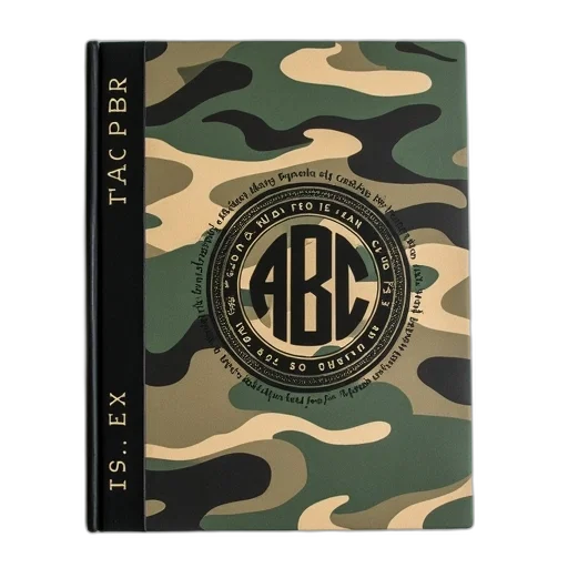 closed, notebook, camouflage, pattern transparent PNG cut-out