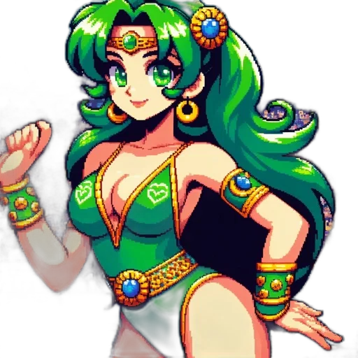 dress, staff, jewelry, pixel art transparent PNG cut-out