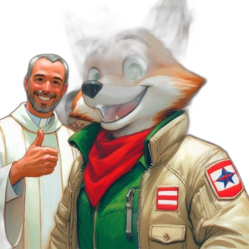 jacket, staff, animal, weapon transparent PNG cut-out