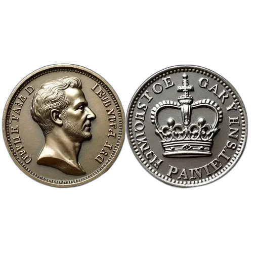 crown, two, antique, coins transparent PNG cut-out