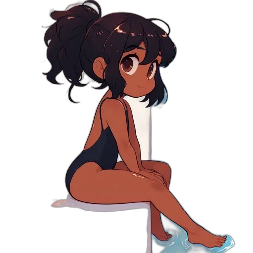 dress, hair, creature, staff transparent PNG cut-out