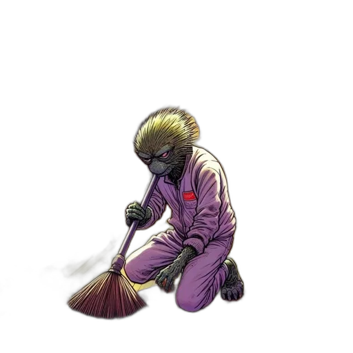 staff, mask, creature, jacket transparent PNG cut-out