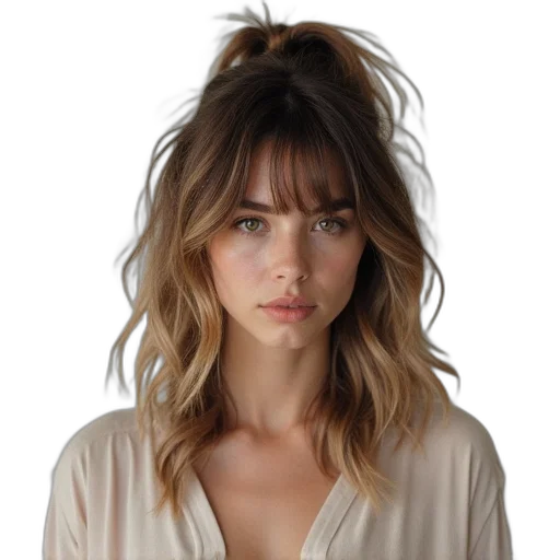 hair, face, dress, jacket transparent PNG cut-out