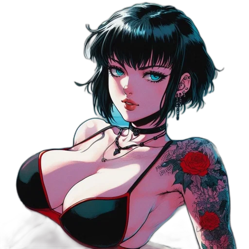 dress, flower, cyberpunk, comic book art transparent PNG cut-out