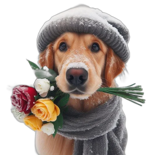 flower, animal, hat, staff transparent PNG cut-out
