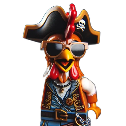 jacket, 3d render, lego, pirate-rooster transparent PNG cut-out