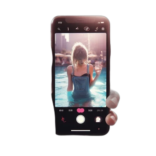 person, holds, phone, showing transparent PNG cut-out