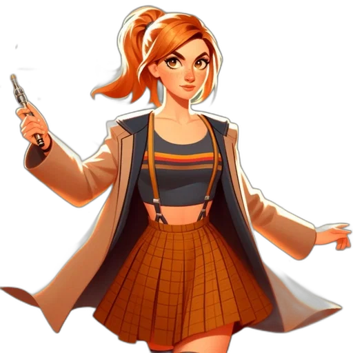 jacket, staff, dress, weapon transparent PNG cut-out