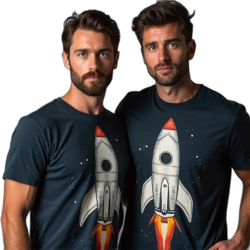 outer space, two, men, one transparent PNG cut-out