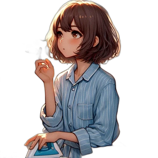 dress, jacket, staff, face transparent PNG cut-out