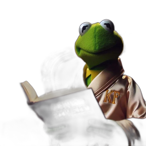staff, photorealistic, kermit-like, puppet transparent PNG cut-out