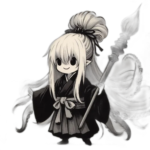 staff, dragon, hair, mask transparent PNG cut-out