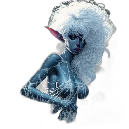 creature, hair, staff, mask transparent PNG cut-out