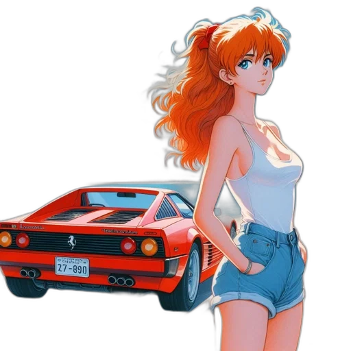 car, robot, dress, vaporwave transparent PNG cut-out