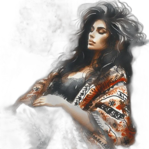 dress, hair, photorealistic, fantasy art transparent PNG cut-out