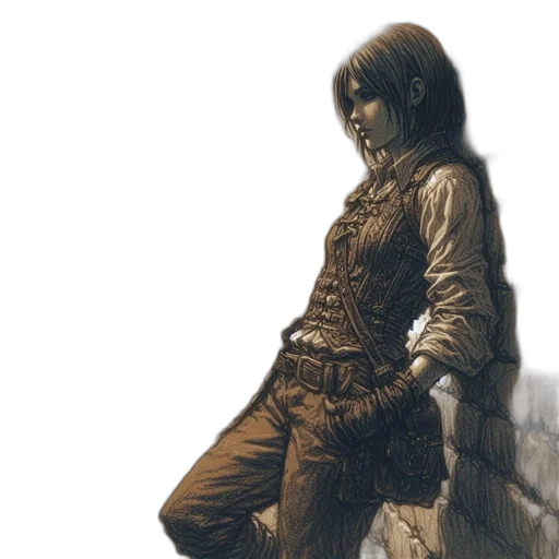 jacket, face, sword, concept art transparent PNG cut-out