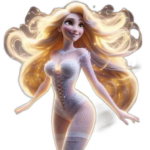 dress, hair, 3d render, cartoon transparent PNG cut-out