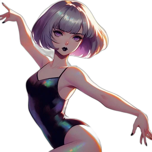 dress, face, anime, cyberpunk transparent PNG cut-out