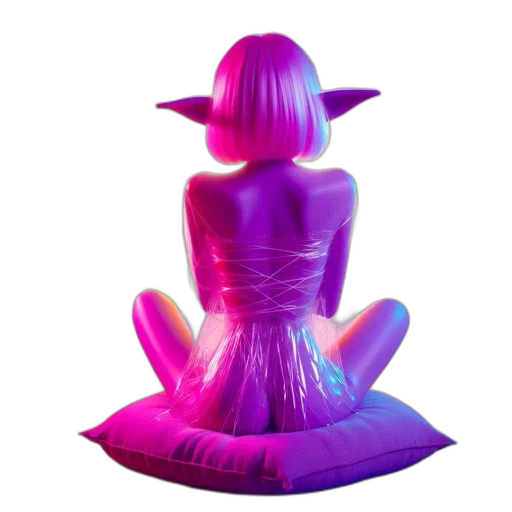dress, crown, 3d render, vaporwave transparent PNG cut-out