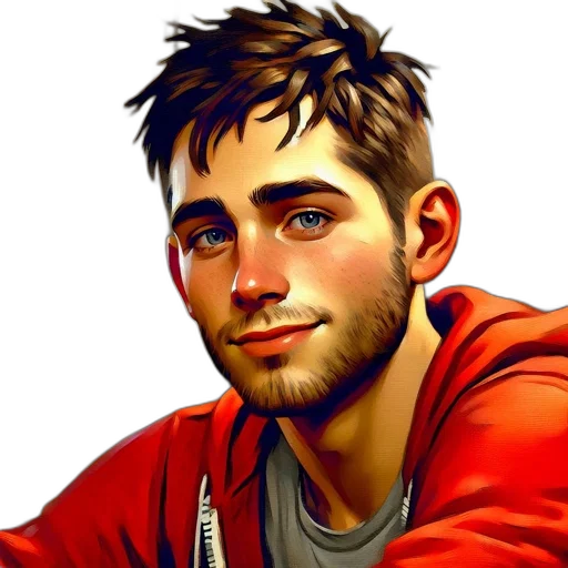 face, jacket, staff, photorealistic transparent PNG cut-out