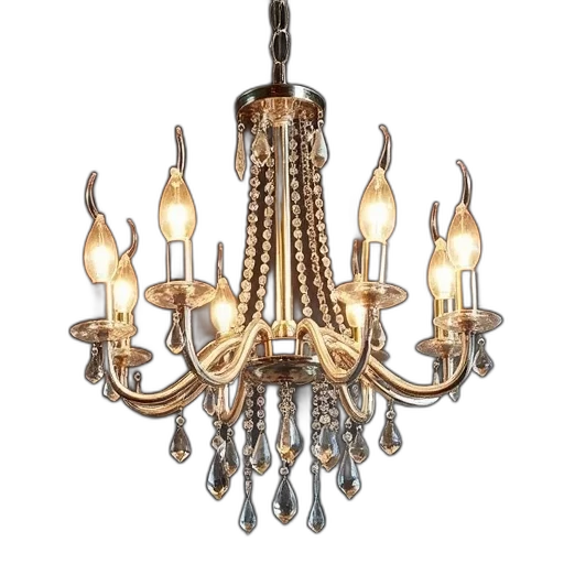 3d render, modern, chandelier, metallic transparent PNG cut-out