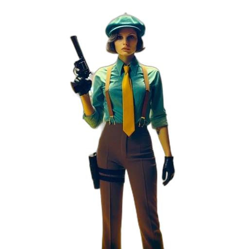 staff, weapon, jacket, hat transparent PNG cut-out