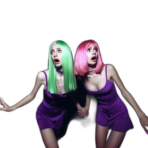hair, dress, vaporwave, concept art transparent PNG cut-out