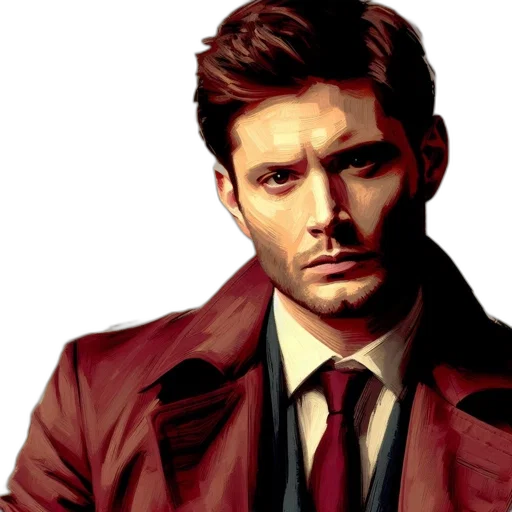 jacket, face, photorealistic, comic book art transparent PNG cut-out