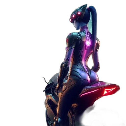 robot, dress, weapon, cyberpunk transparent PNG cut-out