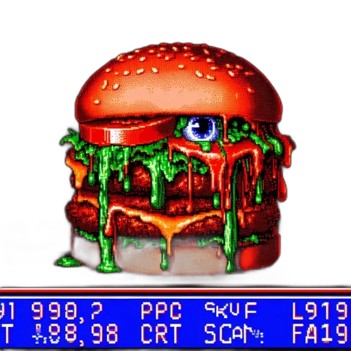 food, robot, pixel art, vaporwave transparent PNG cut-out