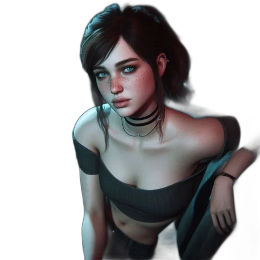 dress, face, concept art, cyberpunk transparent PNG cut-out