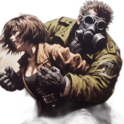 jacket, mask, weapon, concept art transparent PNG cut-out