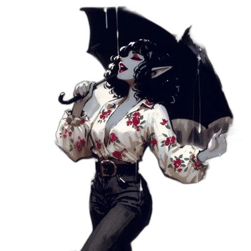 umbrella, dress, comic book art, concept art transparent PNG cut-out