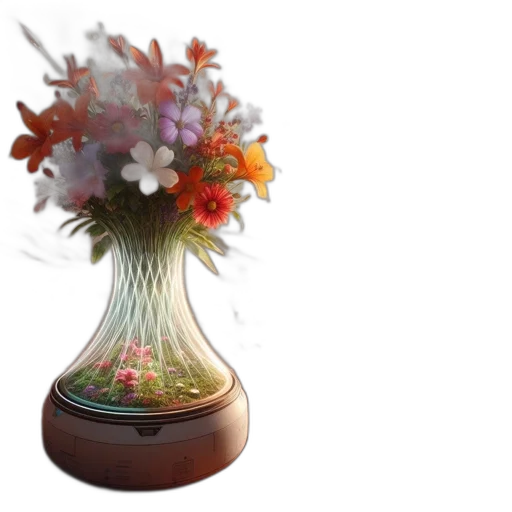 flower, crown, bottle, 3d render transparent PNG cut-out