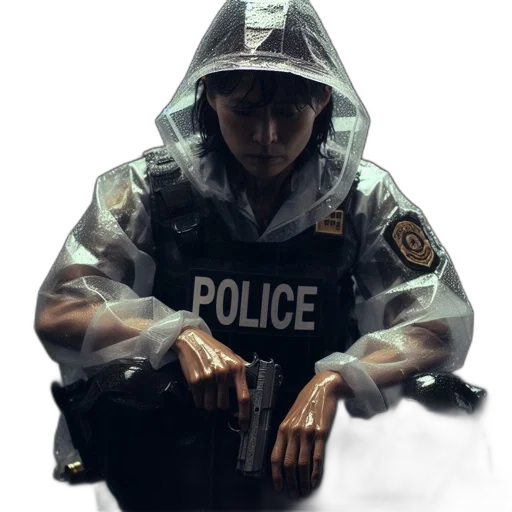 jacket, weapon, face, staff transparent PNG cut-out