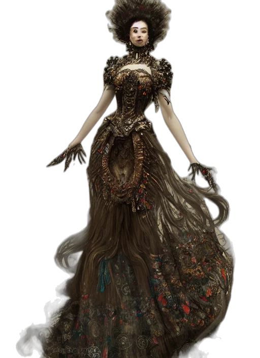 dress, crown, mask, creature transparent PNG cut-out