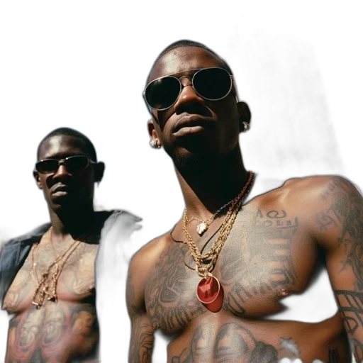 two, men, tattoos, gold transparent PNG cut-out