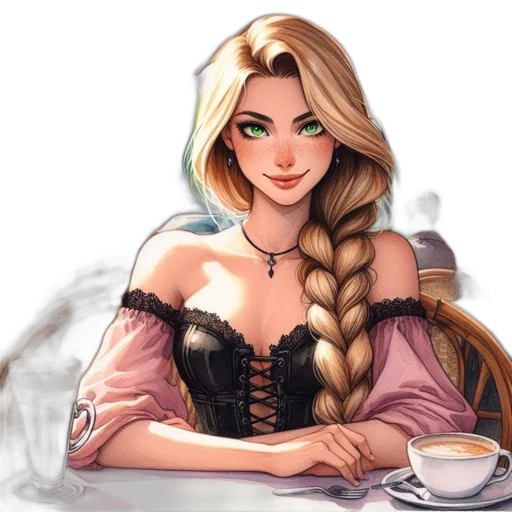 dress, jewelry, staff, fantasy art transparent PNG cut-out