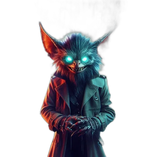 mask, staff, jacket, creature transparent PNG cut-out