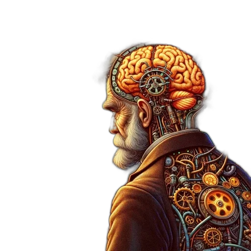 robot, jacket, face, cyberpunk transparent PNG cut-out