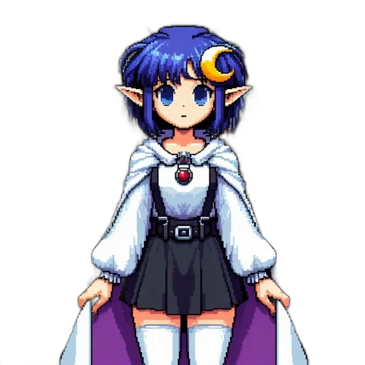 dress, staff, robot, pixel art transparent PNG cut-out