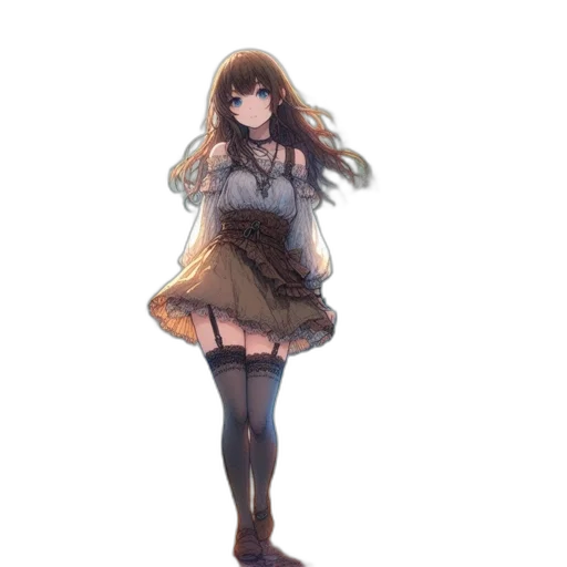 dress, jacket, staff, weapon transparent PNG cut-out