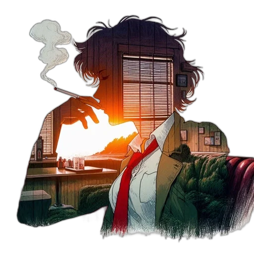 jacket, comic book art, concept art, cyberpunk transparent PNG cut-out