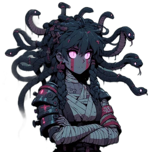 creature, hair, mask, staff transparent PNG cut-out