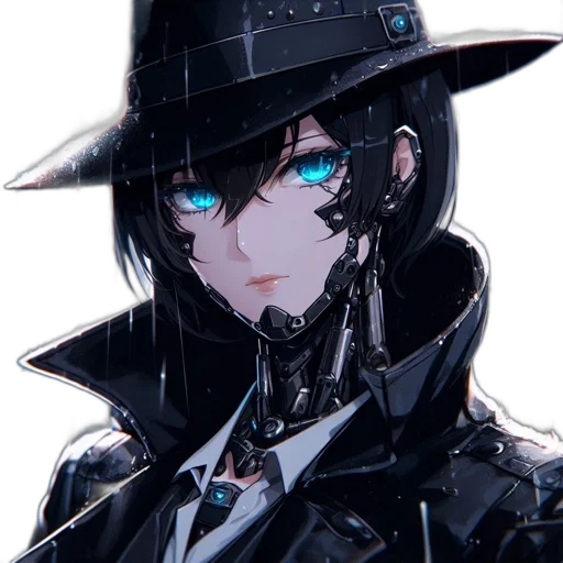 hat, robot, jacket, staff transparent PNG cut-out